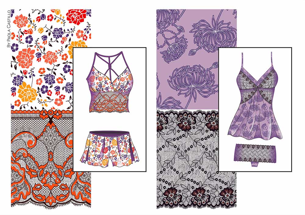 5 Diseños planos de lencería by Paola Castillo