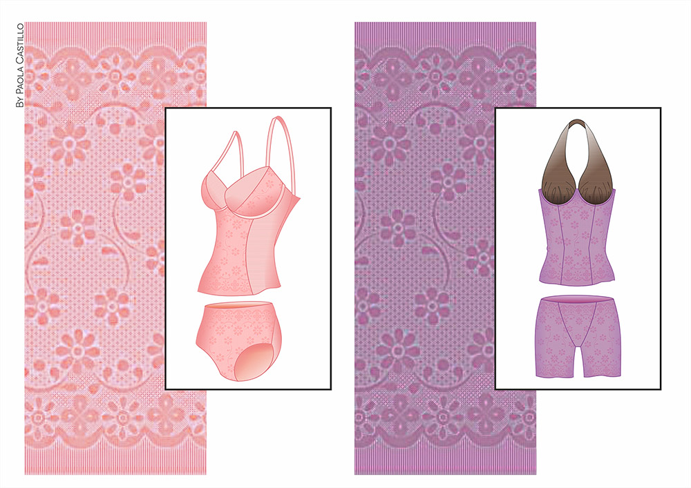 2 Lingerie Flat Drawings by Paola Castillo
