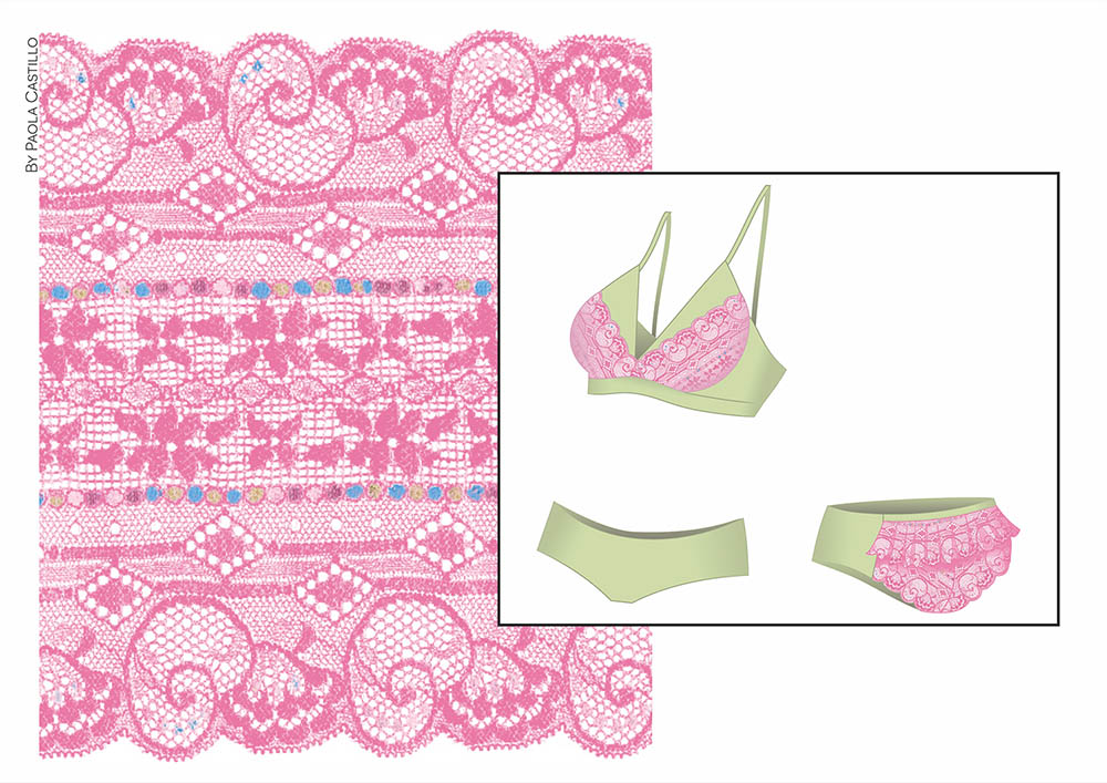 3 Lingerie Flat Drawings by Paola Castillo