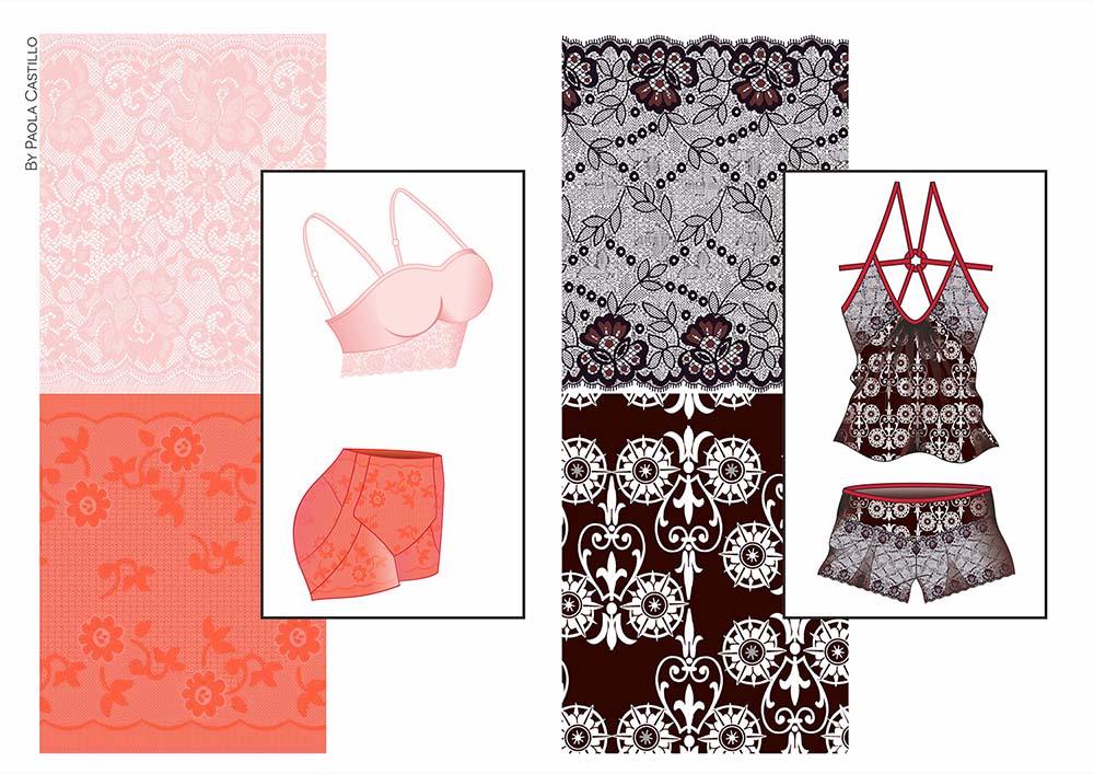5 Lingerie Flat Drawings by Paola Castillo