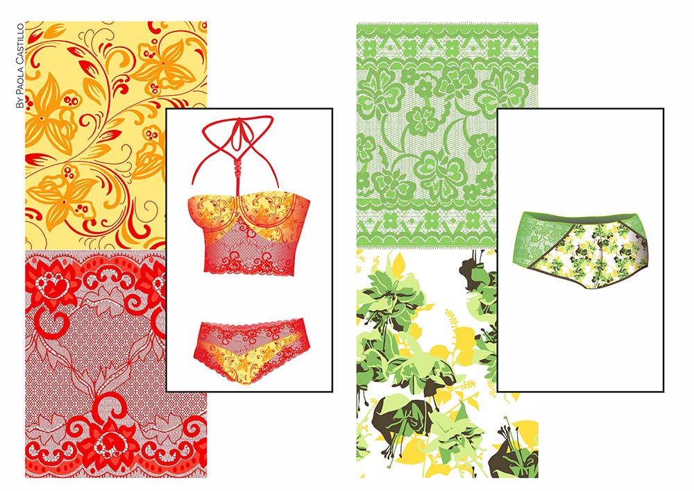 6 Diseños planos de lencería by Paola Castillo