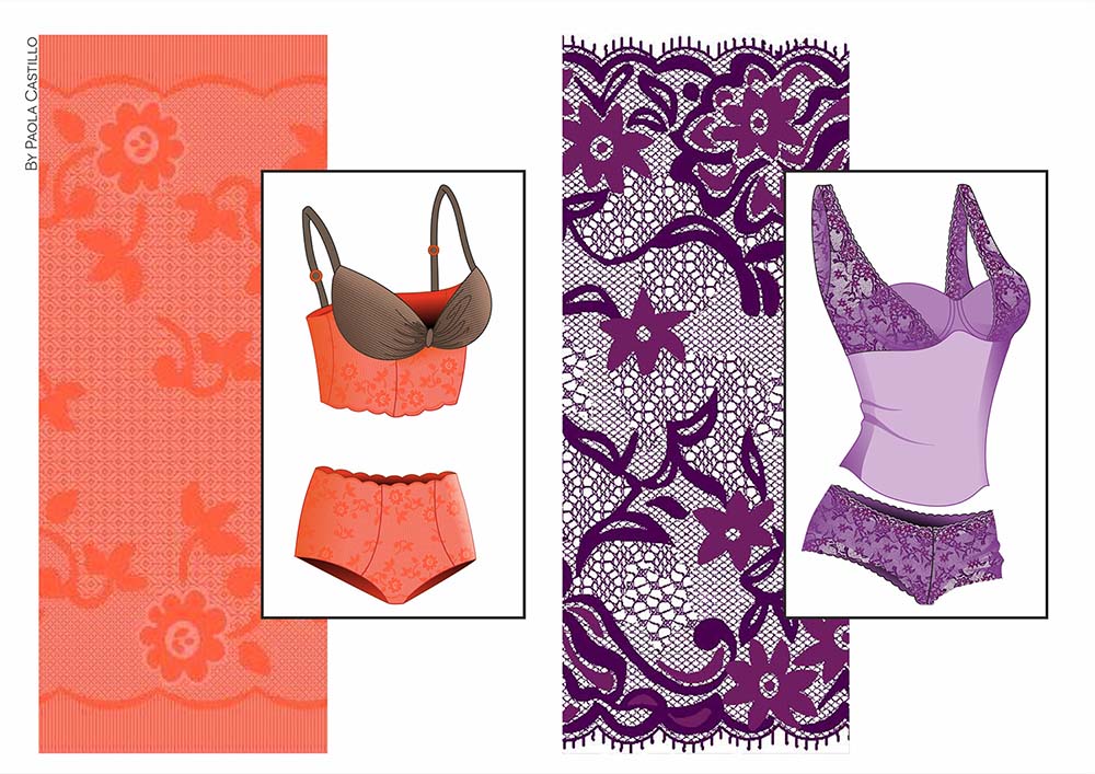 4 Diseños planos de lencería by Paola Castillo