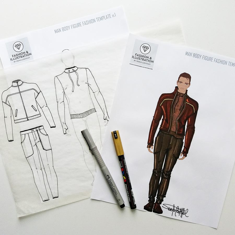 Fashion Sketchbook Male Figure Template: Over 200 male fashion