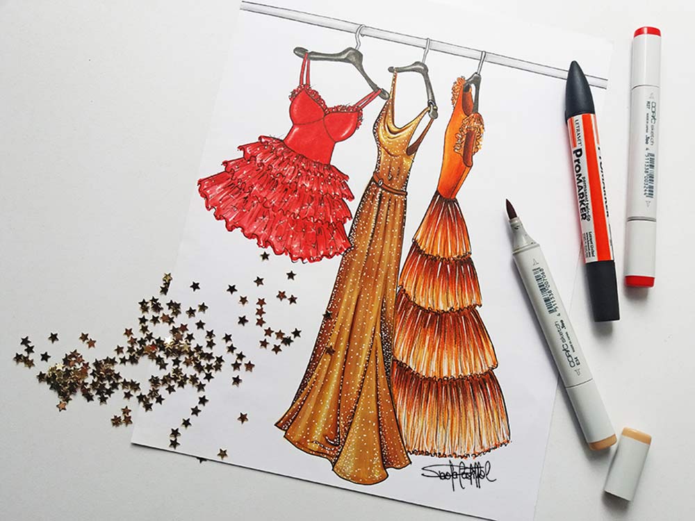 Dibujar vestidos de ceremonia por Paola Castillo